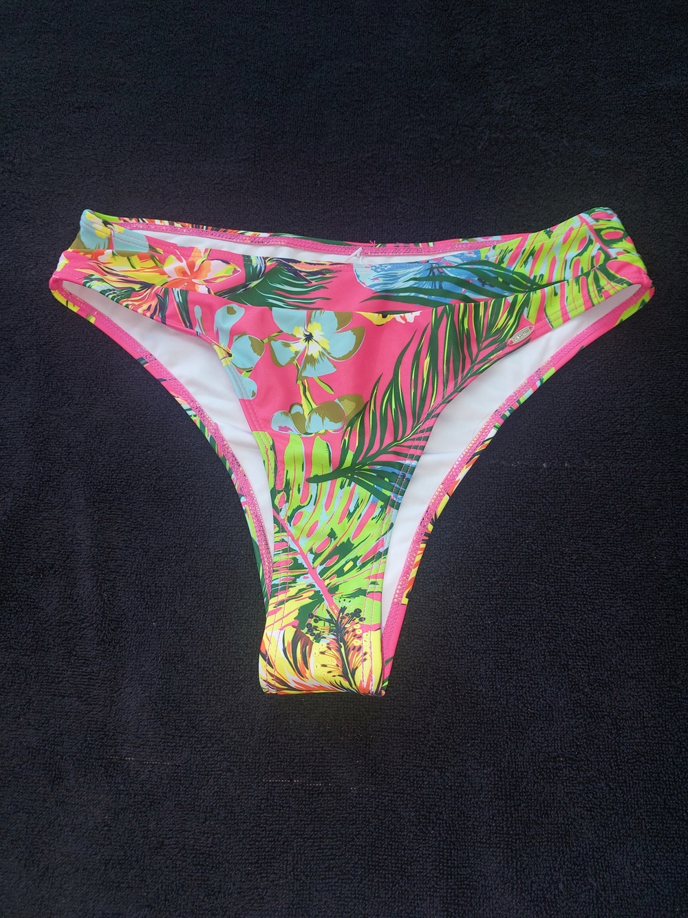 "Kamoni" Neon Pink & Lime Tropical Bikini Bottoms Size:M